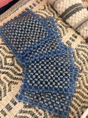 Bombay Duck London Set of 4️⃣ Blue Beaded Coaster Set - NEW